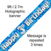 9ft Banner Happy 3rd Birthday Blue holographic - Sweets 'n' Things