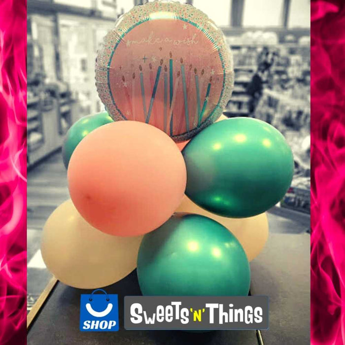 Pink and Green Centrepiece 'Make a Wish' Foil Balloon Display