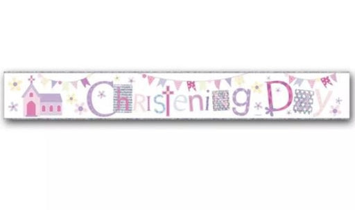 Christening Girl Banner 9ft Long - Sweets 'n' Things