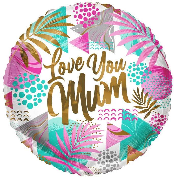 Love You Mum Foil Balloon (Optional Helium Inflation)