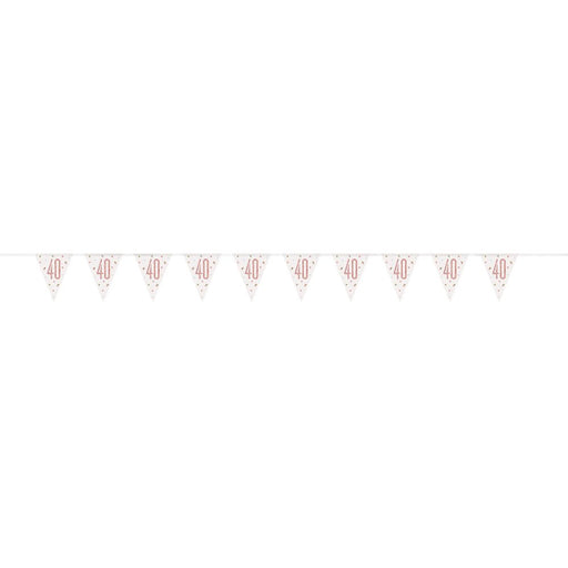 Flag Banner 40th Birthday Rose Gold Glitz - Sweets 'n' Things