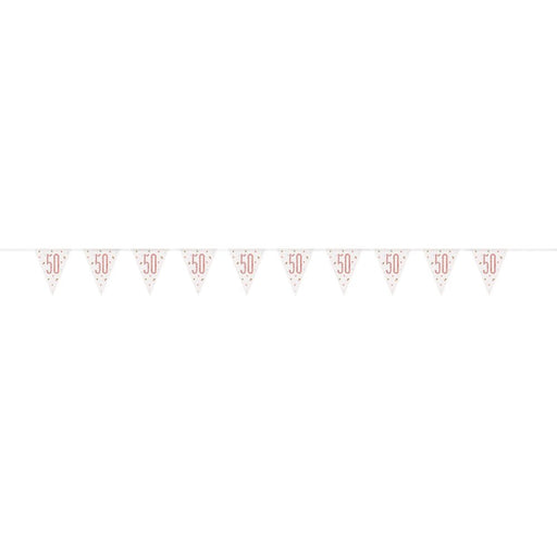 Flag Banner 50th Birthday Rose Gold Glitz - Sweets 'n' Things