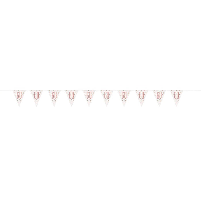 Flag Banner 60th Birthday Rose Gold Glitz - Sweets 'n' Things