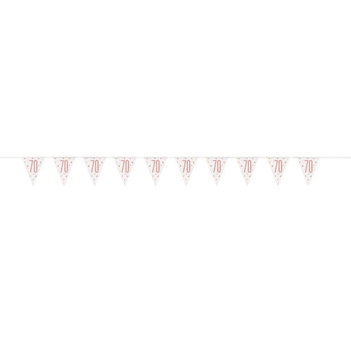 Flag Banner 70th Birthday Rose Gold Glitz - Sweets 'n' Things