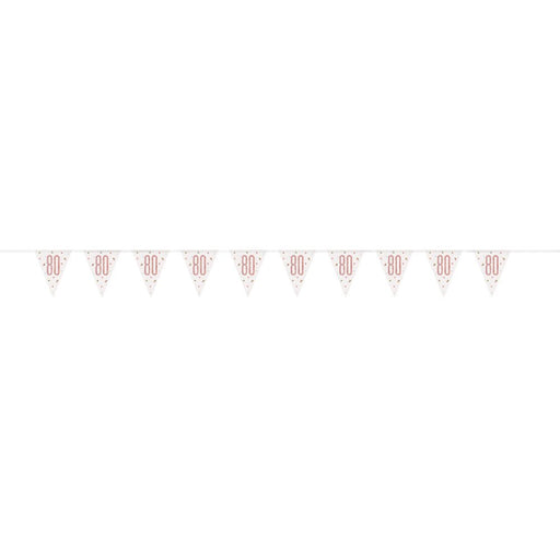 Flag Banner 80th Birthday Rose Gold Glitz - Sweets 'n' Things