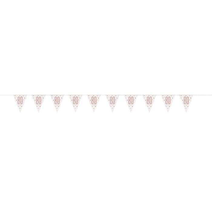 Flag Banner 80th Birthday Rose Gold Glitz - Sweets 'n' Things