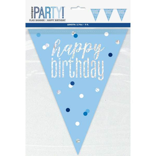 Flag Banner Blue Glitz "Happy Birthday" Foil - Sweets 'n' Things