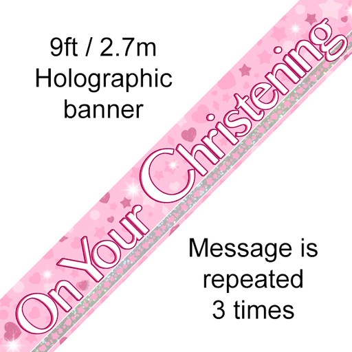 Girl On Your Christening Banner 9ft Long - Sweets 'n' Things