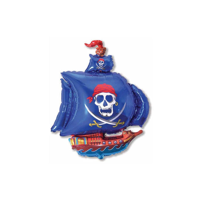 Happy Birthday Pirate Ship Supersize Helium Filled Balloon 46" (Optional Helium Inflation)