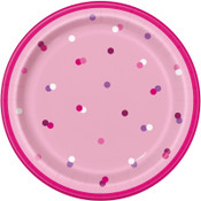 Pink Glitz Round 7" Dinner Plates 8 Pack