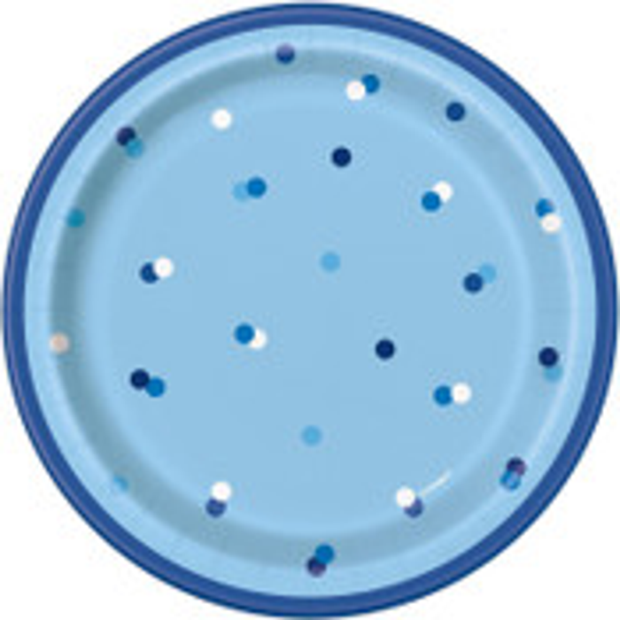 Blue Glitz Round 7" Dinner Plates 8 Pack