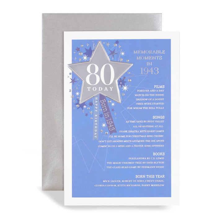 Year of Birth Birthday 80th Greeting Card - Born in 1943