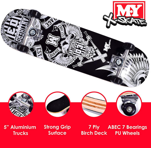 M.Y X-Skate Complete Skateboard 31" Double Kick Beginner Skateboard - Sweets 'n' Things