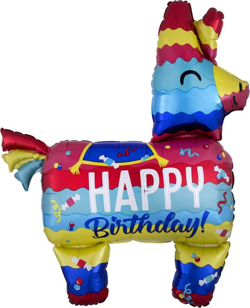 Piñata Donkey Happy Birthday Filled Foil Balloon (Optional Helium Inflation) - Sweets 'n' Things