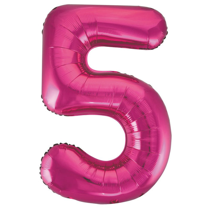 Pink Number 5 Giant Foil Helium Balloon 34" INFLATED - Sweets 'n' Things