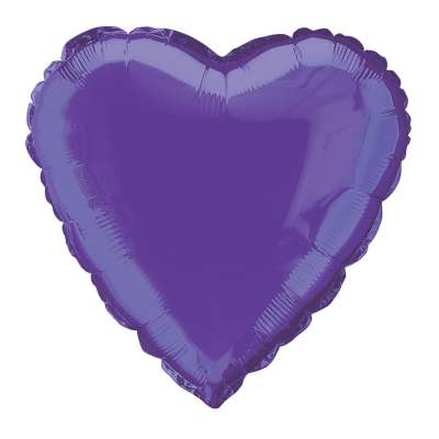 Purple Heart Shaped Foil Balloon (Optional Helium Inflation)